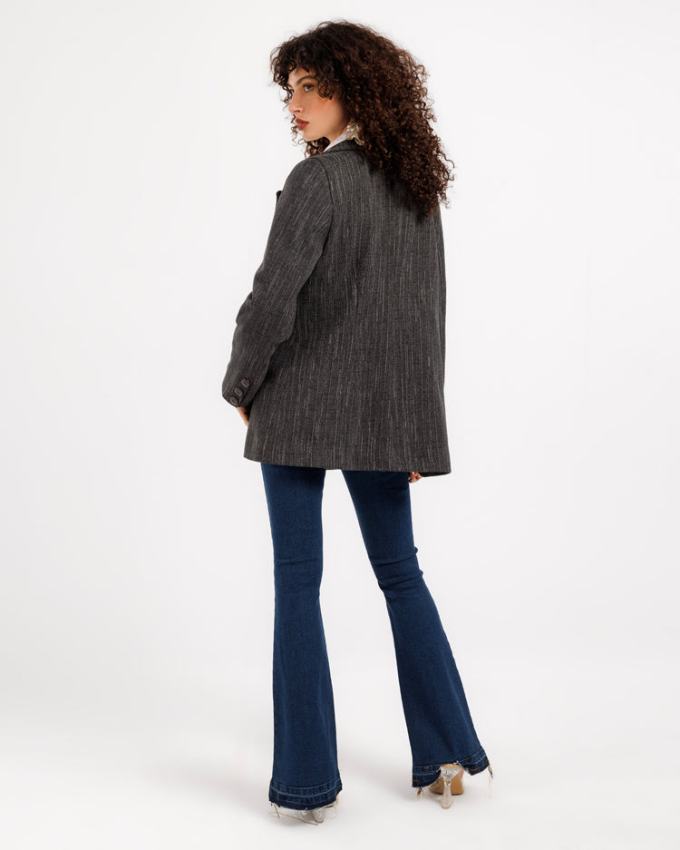 Striped Jacquard Wool Jacket – Sophisticated Texture and Style