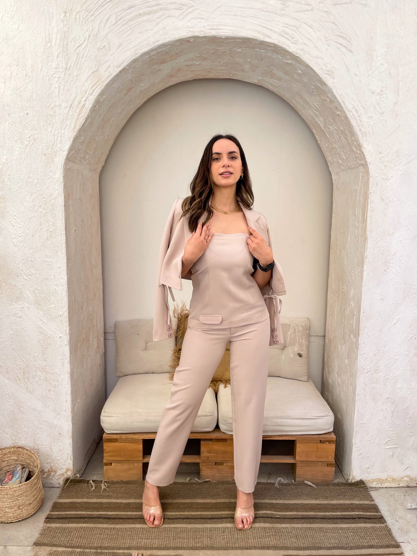 Emilie Beige Blazer & Top