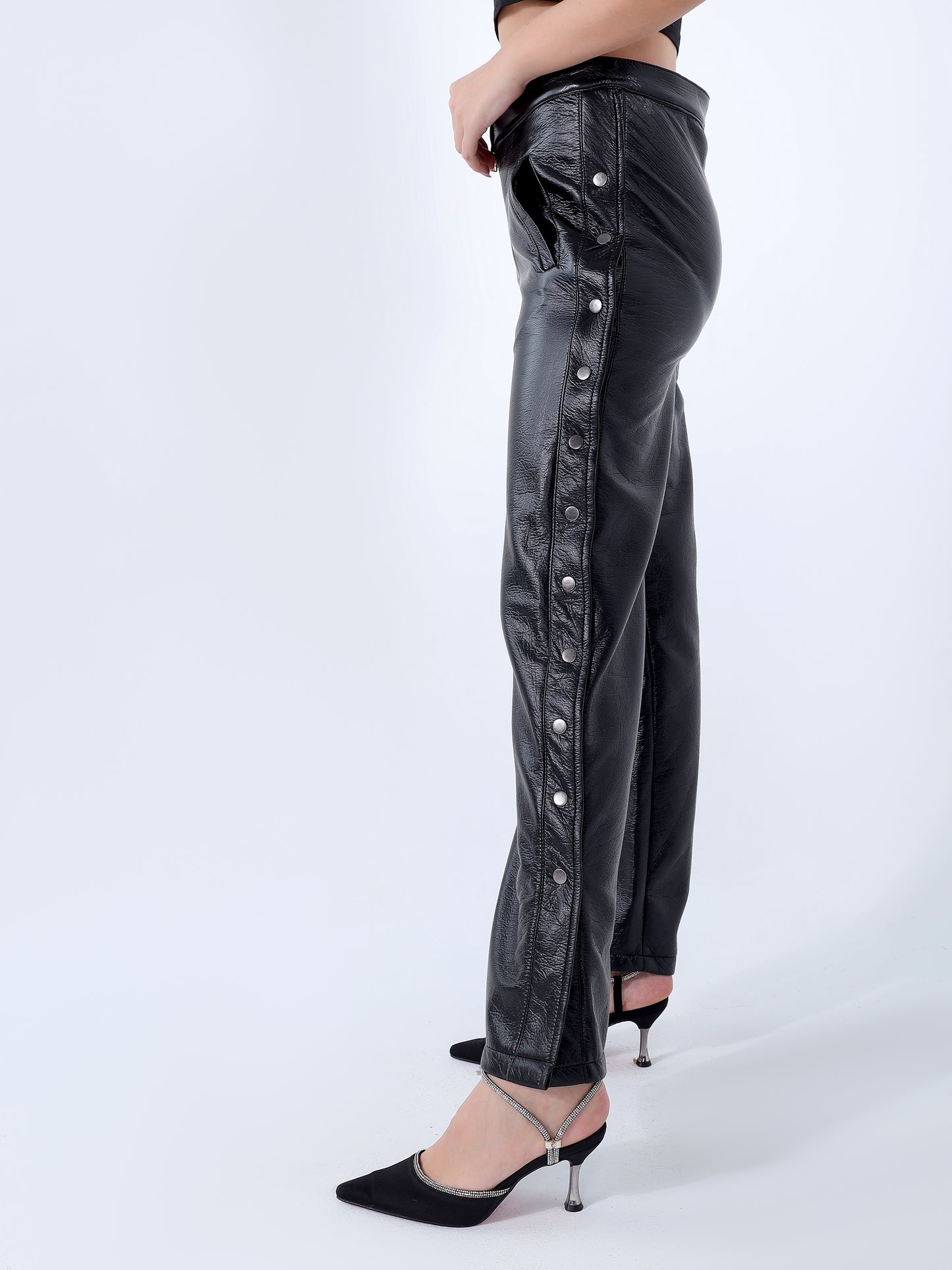 Leather Pants with Button Details – Sleek and Modern Edge