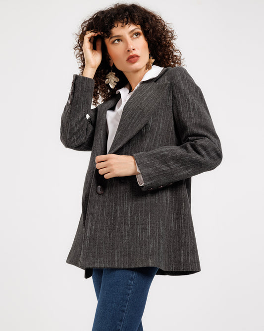 Striped Jacquard Wool Jacket – Sophisticated Texture and Style