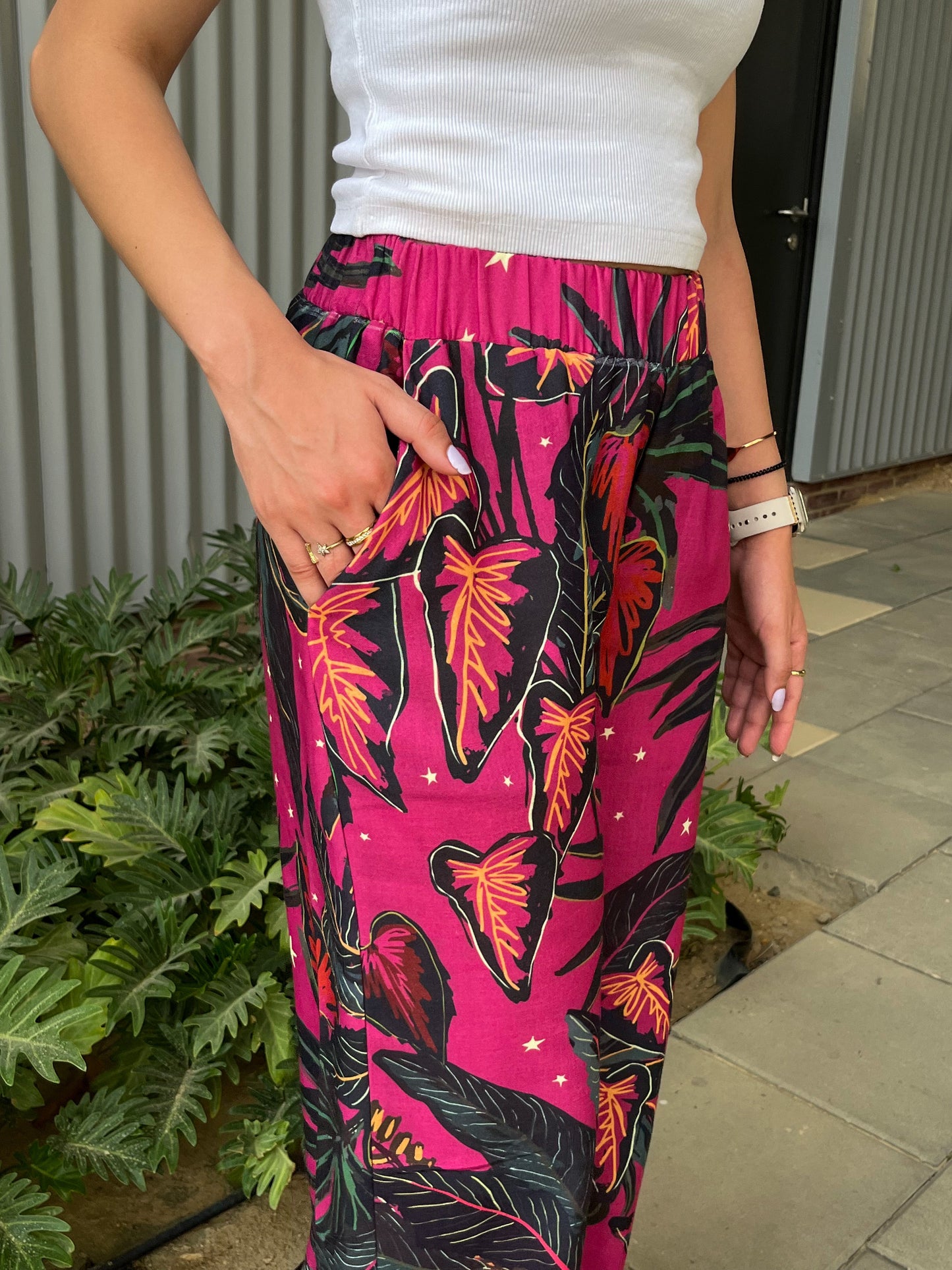 Pink Tree Linen Pants