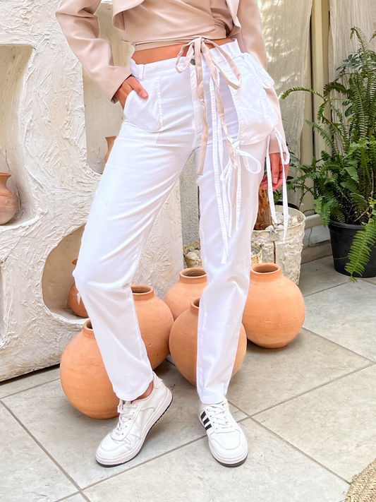 Stella White Pocket Pants